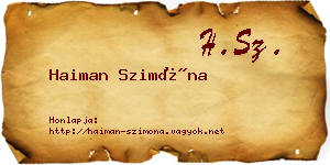 Haiman Szimóna névjegykártya